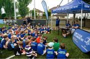 5 July 2017; Jamie Heaslip and Jamison Gibson-Park of Leinster Rugby came out to the Bank of Ireland Summer Camp to meet up with some local young rugby talent in Terenure College RFC. Pictured is a general view of the question and answer session with the players. Terenure College RFC, Terenure, Dublin. Photo by Seb Daly/Sportsfile