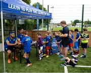 5 July 2017; Jamie Heaslip and Jamison Gibson-Park of Leinster Rugby came out to the Bank of Ireland Summer Camp to meet up with some local young rugby talent in Terenure College RFC. Pictured is a general view as the players sign item for the attendees. Terenure College RFC, Terenure, Dublin. Photo by Seb Daly/Sportsfile