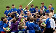5 July 2017; Jamie Heaslip and Jamison Gibson-Park of Leinster Rugby came out to the Bank of Ireland Summer Camp to meet up with some local young rugby talent in Terenure College RFC. Pictured Jamie Heaslip with the young players. Terenure College RFC, Terenure, Dublin. Photo by Seb Daly/Sportsfile