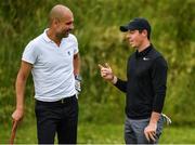 5 July 2017; Rory McIlroy of Northern Ireland with Manchester City manager Pep Guardiola during the Pro-Am ahead of the Dubai Duty Free Irish Open Golf Championship at Portstewart Golf Club in Portstewart, Co. Derry. Photo by Brendan Moran/Sportsfile