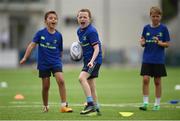 5 July 2017; Rob Kearney and Ross Byrne of Leinster Rugby came out to the Bank of Ireland Leinster Rugby Summer Camp at Donnybrook Stadium. Pictured is Peter McGann, age 9, and fellow players celebrating at Donnybrook Stadium in Dublin. Photo by Cody Glenn/Sportsfile