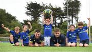 5 July 2017; Rob Kearney and Ross Byrne of Leinster Rugby came out to the Bank of Ireland Leinster Rugby Summer Camp at Donnybrook Stadium. Pictured are Kearney and Byrne with Under-7 campers, from left, Paul Batten, Emily Delle Chiaie, Ross McGowan, Savannah Stephenson and Alfie Stephenson. Photo by Cody Glenn/Sportsfile