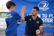 5 July 2017; Rob Kearney, pictured, and Ross Byrne of Leinster Rugby came out to the Bank of Ireland Leinster Rugby Summer Camp at Donnybrook Stadium. Pictured is Rob Kearney giving a hi-five to Luke Kilmurray, age 10. Photo by Cody Glenn/Sportsfile