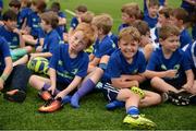 5 July 2017; Rob Kearney and Ross Byrne of Leinster Rugby came out to the Bank of Ireland Leinster Rugby Summer Camp at Donnybrook Stadium. Pictured are campers in the front row during a Q&A session at Donnybrook Stadium in Dublin. Photo by Cody Glenn/Sportsfile