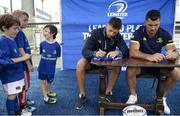 5 July 2017; Rob Kearney and Ross Byrne of Leinster Rugby came out to the Bank of Ireland Leinster Rugby Summer Camp at Donnybrook Stadium. Pictured is Felix Langan, age 6, reacting to having his shirt signed by Byrne and Kearney first of all campers. Photo by Cody Glenn/Sportsfile