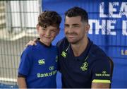 5 July 2017; Rob Kearney and Ross Byrne of Leinster Rugby came out to the Bank of Ireland Leinster Rugby Summer Camp at Donnybrook Stadium. Pictured is Rob Kearney with a camper at Donnybrook Stadium in Dublin. Photo by Cody Glenn/Sportsfile