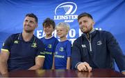 5 July 2017; Rob Kearney and Ross Byrne of Leinster Rugby came out to the Bank of Ireland Leinster Rugby Summer Camp at Donnybrook Stadium. Pictured are Kearney and Byrne with campers at Donnybrook Stadium in Dublin. Photo by Cody Glenn/Sportsfile