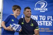 5 July 2017; Rob Kearney, pictured, and Ross Byrne of Leinster Rugby came out to the Bank of Ireland Leinster Rugby Summer Camp at Donnybrook Stadium. Pictured is Rob Kearney with Luke Kilmurray, age 10 at Donnybrook Stadium in Dublin. Photo by Cody Glenn/Sportsfile