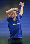 5 July 2017; Rob Kearney and Ross Byrne of Leinster Rugby came out to the Bank of Ireland Leinster Rugby Summer Camp at Donnybrook Stadium. Pictured is Tom Clarke, age 9, celebrating at Donnybrook Stadium in Dublin. Photo by Cody Glenn/Sportsfile
