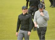 5 July 2017; Rory McIlroy of Ireland along with JP McManus during the Pro-Am ahead of the Dubai Duty Free Irish Open Golf Championship at Portstewart Golf Club in Portstewart, Co. Derry. Photo by Oliver McVeigh/Sportsfile