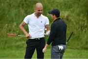 5 July 2017; Manchester City manager Pep Guardiola and Rory McIlroy of Northern Ireland and  during the Pro-Am ahead of the Dubai Duty Free Irish Open Golf Championship at Portstewart Golf Club in Portstewart, Co. Derry. Photo by Brendan Moran/Sportsfile