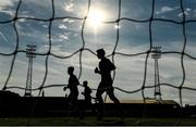 5 July 2017; Dundalk players warm up ahead of the SSE Airtricity League Premier Division match between Bohemians and Dundalk at Dalymount Park in Dublin. Photo by Sam Barnes/Sportsfile