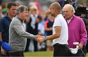 5 July 2017; Manchester City manager Pep Guardiola with businessmen JP McManus and Dermot Desmond, right, during the Pro-Am ahead of the Dubai Duty Free Irish Open Golf Championship at Portstewart Golf Club in Portstewart, Co. Derry. Photo by Brendan Moran/Sportsfile