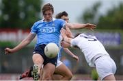 5 July 2017; Donal Ryan of Dublin is blocked down by Darragh Ryan of Kildare during the Electric Ireland Leinster GAA Football Minor Championship Semi-Final match between Kildare and Dublin at St Conleth's Park in Newbridge, Co Kildare. Photo by Piaras Ó Mídheach/Sportsfile