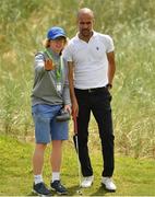 5 July 2017; Manchester City manager Pep Guardiola with his caddie for the day Vincent Cooley, club member at Portstewart, after the Pro-Am ahead of the Dubai Duty Free Irish Open Golf Championship at Portstewart Golf Club in Portstewart, Co. Derry. Photo by Brendan Moran/Sportsfile