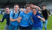 5 July 2017; Dublin captain Donal Ryan, centre, celebrates with supporters after the Electric Ireland Leinster GAA Football Minor Championship Semi-Final match between Kildare and Dublin at St Conleth's Park in Newbridge, Co Kildare. Photo by Piaras Ó Mídheach/Sportsfile