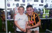 5 July 2017; Richie Leahy of Kilkenny is presented with the Man of the Match trophy from Bord Gáis Energy rewards winner Ciara Haley, age 8, from Ferrybank, Co Waterford, after the Bord Gais Energy Leinster GAA Hurling Under 21 Championship Final Match between Kilkenny and Wexford at Nowlan Park in Kilkenny. Photo by Cody Glenn/Sportsfile