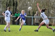 4 March 2012; Aisling Kehoe, Laois, in action against Kiri Lowry, left, and Niamh Quinn, right, Kildare. Bord Gais Energy Ladies National Football League, Division 1, Round 4, Kildare v Laois, Ballykelly, Co. Kildare. Picture credit: Barry Cregg / SPORTSFILE
