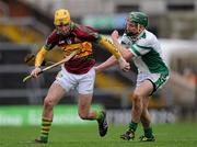 11 February 2012; Keith Killilea, Gort, in action against David King, Coolderry. AIB GAA Hurling All-Ireland Senior Club Championship Semi-Final, Coolderry, Offaly, v Gort, Galway, Gaelic Grounds, Limerick. Picture credit: Stephen McCarthy / SPORTSFILE
