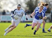 4 March 2012; Michelle Carey, Kildare, in action against Patricia Fogarty, Laois. Bord Gais Energy Ladies National Football League, Division 1, Round 4, Kildare v Laois, Ballykelly, Co. Kildare. Picture credit: Barry Cregg / SPORTSFILE