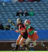 4 March 2012; Una Leacy, Oulart-the-Ballagh, in action against Lorraine Bourke, Drom/Inch. All Ireland Senior Camogie Club Championship Final 2011, Drom/Inch, Tipperary v Oulart-the-Ballagh, Wexford, Croke Park, Dublin. Picture credit: Brian Lawless / SPORTSFILE