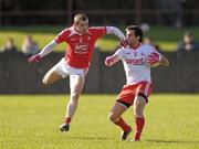 4 March 2012; Joe McMahon, Tyrone, in action against Paddy Keenan, Louth. Allianz Football League, Division 2, Round 3, Louth v Tyrone, County Grounds, Drogheda, Co. Louth. Photo by Sportsfile