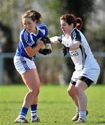 4 March 2012; Anna Moore, Laois, in action against Denise Tierney, Kildare. Bord Gais Energy Ladies National Football League, Division 1, Round 4, Kildare v Laois, Ballykelly, Co. Kildare. Picture credit: Barry Cregg / SPORTSFILE