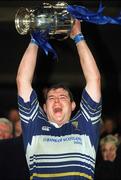 15 December 2001; Leinster captain Reggie Corrigan lifts the Celtic League trophy after victory over Munster. Leinster v Munster, Celtic League, Final, Lansdowne Road, Dublin. Rugby. Picture credit; Brendan Moran / SPORTSFILE