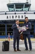 31 July 2017; AIB, proud sponsors of the AIB Club All-Ireland Championships and All-Ireland Senior Football Championship, are immersing Jeff Stelling and Chris Kamara in GAA, bringing them on a journey around Ireland to learn from the grassroots up. AIB will document their travels exclusively on their social media channels; Facebook, Twitter, YouTube and Instagram Pictured are Jeff Stelling, left, and Chris Kamara, right, at Kerry Airport, Farranfore, Co. Kerry. Photo by Seb Daly/Sportsfile