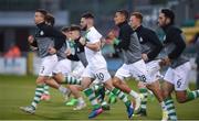 6 July 2017; Shamrock Rovers players warm up ahead of the Europa League First Qualifying Round Second Leg match between Shamrock Rovers and Stjarnan at Tallaght Stadium in Tallaght, Co Dublin. Photo by Cody Glenn/Sportsfile