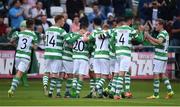 6 July 2017; Shamrock Rovers players celebrate after Graham Burke scored their side's first goal during the Europa League First Qualifying Round Second Leg match between Shamrock Rovers and Stjarnan at Tallaght Stadium in Tallaght, Co Dublin.