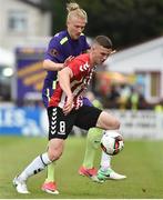 6 July 2017; Harry Monaghan of Derry City in action against Simon Kroon of Midtjylland during the Europa League First Qualifying Round Second Leg match between Derry City and Midtjylland at The Showgrounds in Sligo. Photo by David Maher/Sportsfile