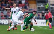 6 July 2017; Sean Maguire of Cork City in action against Igor Dudarev of Levadia Tallinn during the Europa League First Qualifying Round Second Leg match between Cork City and Levadia Tallinn at Turners Cross in Cork. Photo by Eóin Noonan/Sportsfile