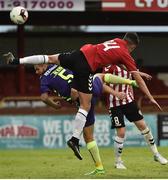 6 July 2017; Rory Holden of Derry City in action against Marc Dal Hende of Midtjylland during the Europa League First Qualifying Round Second Leg match between Derry City and Midtjylland at The Showgrounds in Sligo. Photo by David Maher/Sportsfile