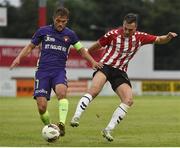 6 July 2017; Aaron McEneff of Derry City in action against Jakob Poulsen  of Midtjylland during the Europa League First Qualifying Round Second Leg match between Derry City and Midtjylland at The Showgrounds in Sligo. Photo by David Maher/Sportsfile