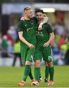 6 July 2017; Kevin O'Connor, left, and Sean Maguire of Cork City celebrate after the Europa League First Qualifying Round Second Leg match between Cork City and Levadia Tallinn at Turners Cross in Cork. Photo by Eóin Noonan/Sportsfile