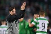 6 July 2017; Shamrock Rovers manager Stephen Bradley celebrates after the Europa League First Qualifying Round Second Leg match between Shamrock Rovers and Stjarnan at Tallaght Stadium in Tallaght, Co Dublin. Photo by Cody Glenn/Sportsfile