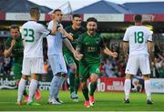 6 July 2017; Sean Maguire of Cork City celebrates after scoring his side's fourth goal during the Europa League First Qualifying Round Second Leg match between Cork City and Levadia Tallinn at Turners Cross in Cork. Photo by Doug Minihane/Sportsfile