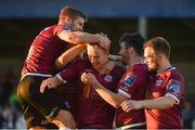 7 July 2017; Eoin McCormack, second from left, of Galway United celebrates after scoring his side's third goal with teammates, from left, Gavan Holohan, Kevin Devaney, and David Cawley during the SSE Airtricity League Premier Division match between Galway United and Limerick at Eamonn Deacy Park in Galway. Photo by David Maher/Sportsfile