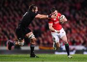 8 July 2017; Jonathan Sexton of the British & Irish Lions is tackled by Sam Whitelock of New Zealand during the Third Test match between New Zealand All Blacks and the British & Irish Lions at Eden Park in Auckland, New Zealand. Photo by Stephen McCarthy/Sportsfile