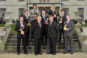 6 March 2012; At the AIB Provincial Player Awards 2011 are, back row, from left, Leinster hurling winner Cathal Parlon, Coolderry, Co. Offaly and Ulster hurling winner Joey Scullion, Loughgiel Shamrocks, Co. Antrim, middle row, from left, Leinster football winner Dessie Dolan, Garrycastle, Co. Westmeath, Munster hurling winner Shane Dowling, Na Piarsaigh, Co. Limerick, and Ulster football winner Jamie Clarke, Crossmaglen Rangers, Co. Armagh, front row, from left, Connacht football winner Frankie Dolan, St. Brigid's, Co. Roscommon, Uachtarán CLG Criostóir Ó Cuana, Billy Finn, General Manager, AIB Bank, and Munster football winner Colm Cooper, Dr. Crokes, Co. Kerry. Radisson Blu St. Helen's Hotel, Stillorgan. Picture credit: David Maher / SPORTSFILE