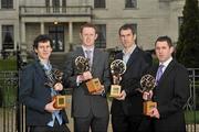 6 March 2012; At the AIB Provincial Player Awards 2011 are, from left, Ulster football winner Jamie Clarke, Crossmaglen Rangers, Co. Armagh, Munster football winner Colm Cooper, Dr. Crokes, Co. Kerry, Leinster football winner Dessie Dolan, Garrycastle, Co. Westmeath, and Connacht football winner Frankie Dolan, St. Brigid's, Co. Roscommon. Radisson Blu St. Helen's Hotel, Stillorgan. Picture credit: David Maher / SPORTSFILE