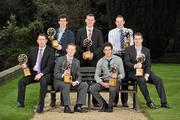 6 March 2012; At the AIB Provincial Player Awards 2011 are, back row, from left, Ulster football winner Jamie Clarke, Crossmaglen Rangers, Co. Armagh, Ulster hurling winner Joey Scullion, Loughgiel Shamrocks, Co. Antrim, and Munster hurling winner Shane Dowling, Na Piarsaigh, Co. Limerick, front row, from left, Frankie Dolan, St. Brigid's, Co. Roscommon, Munster football winner Colm Cooper, Dr. Crokes, Co. Kerry, Leinster hurling winner Cathal Parlon, Coolderry, Co. Offaly, and Leinster football winner Dessie Dolan, Garrycastle, Co. Westmeath. Radisson Blu St. Helen's Hotel, Stillorgan. Picture credit: David Maher / SPORTSFILE