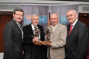 6 March 2012; At the AIB Provincial Player Awards 2011 are, from left to right, Billy Finn, General Manager, AIB Bank, AIB Football Coaching and Development Award winner Matt Gaffey, Mohill, Co. Leitrim, AIB Hurling Coaching and Development Award winner Tom O'Connor, Ballyheigue, Co. Kerry and Uachtarán CLG Criostóir Ó Cuana. Radisson Blu St. Helen's Hotel, Stillorgan. Picture credit: David Maher / SPORTSFILE