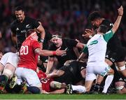 8 July 2017; Brodie Retallick of New Zealand celebrates after his side turned over a scrum during the Third Test match between New Zealand All Blacks and the British & Irish Lions at Eden Park in Auckland, New Zealand. Photo by Stephen McCarthy/Sportsfile