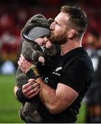 8 July 2017; Kieran Read of New Zealand with his son Reuben James following the Third Test match between New Zealand All Blacks and the British & Irish Lions at Eden Park in Auckland, New Zealand. Photo by Stephen McCarthy/Sportsfile