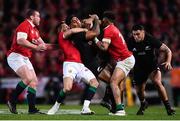 8 July 2017; Malakai Fekitoa of New Zealand is tackled by British and Irish Lions players, from left, Jack McGrath, Rhys Webb and Anthony Watson during the Third Test match between New Zealand All Blacks and the British & Irish Lions at Eden Park in Auckland, New Zealand. Photo by Stephen McCarthy/Sportsfile