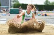 8 July 2017; Siona Lawless of Craugwell A.C, Co. Galway, competing in the Under 17 long jump event during Day 1 of the Irish Life Health National Juvenile Track & Field Championships at Tullamore Harriers Stadium in Tullamore, Co Offaly. Photo by Ramsey Cardy/Sportsfile