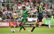 8 July 2017; Scott Sinclair of Celtic in action against Sean Boyd of Shamrock Rovers during the friendly match between Shamrock Rovers and Glasgow Celtic at Tallaght Stadium in Dublin.  Photo by David Fitzgerald/Sportsfile