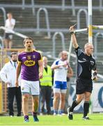 8 July 2017; Ciaran Lyng of Wexford is shown a red card by referee Conor Lane during the GAA Football All-Ireland Senior Championship Round 2B match between Wexford and Monaghan at Innovate Wexford Park in Co Wexford. Photo by Eóin Noonan/Sportsfile